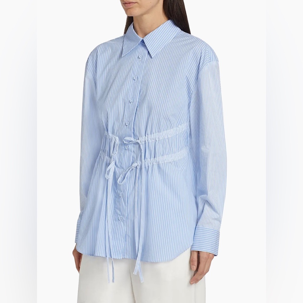 Aknvas Marina Tie Front Poplin Top Size Small New